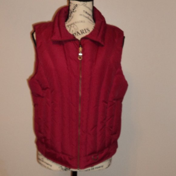 Glacier's Edge Women's Large Vest Red Raspberry Down Feathers Zipper Puffy - Picture 1 of 10